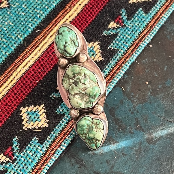 Vintage Native American Sterling Silver Turquoise Ring - Picture 3 of 9